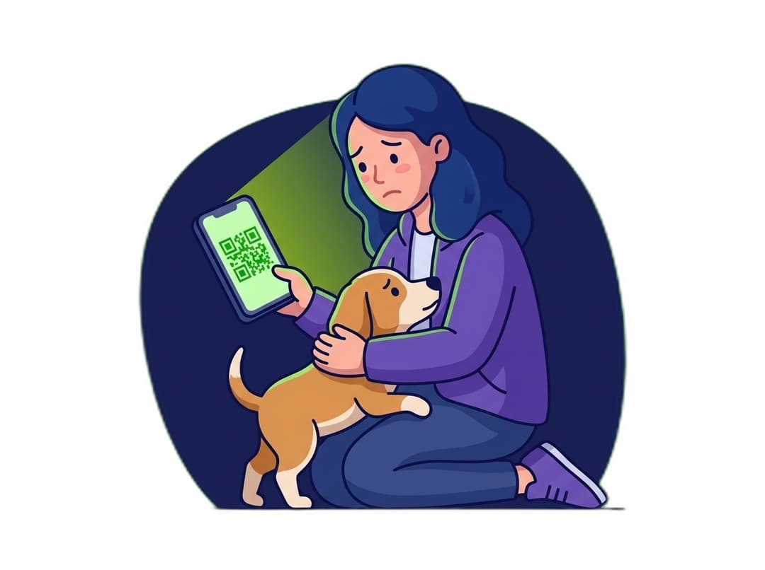 Dueña preocupada con su mascota en emergencia nocturna